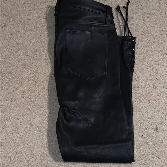 NWT HUDSON Sz29 100% LEATHER HI-RISE JEANS BLACK - Picture 6 of 8